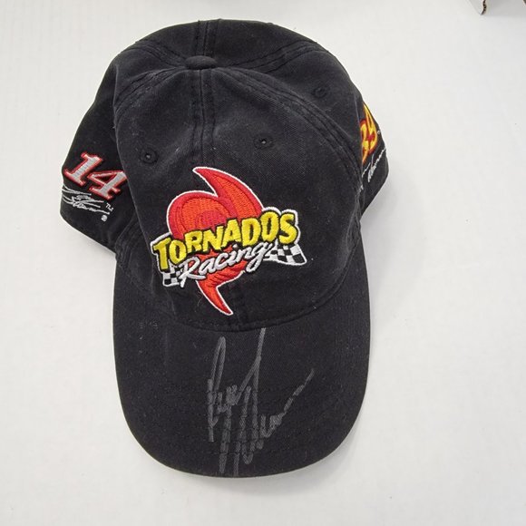 Rare Ryan Newman Tornados Racing #14 #39 Signed Black Cap Hat Rocket Man